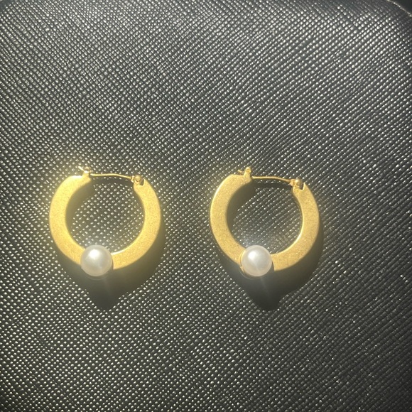 Dior Gold Earrings with Pearl Detail - Picture 2 of 4